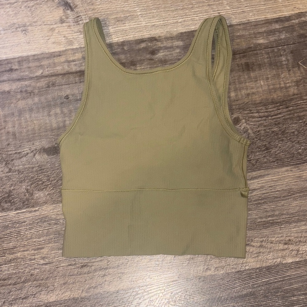Lululemon Power Pivot Ribbed Tank Top Olive Green